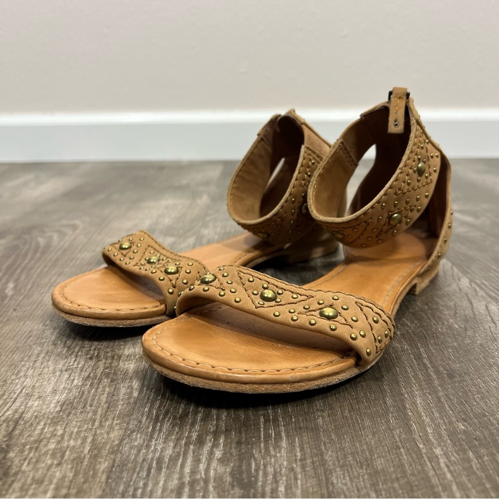 Frye Tan Studded Sandals